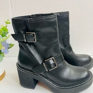DKNY Daray Buckle Block Heel Bootie Women size US Size 6.5 M  (Black)